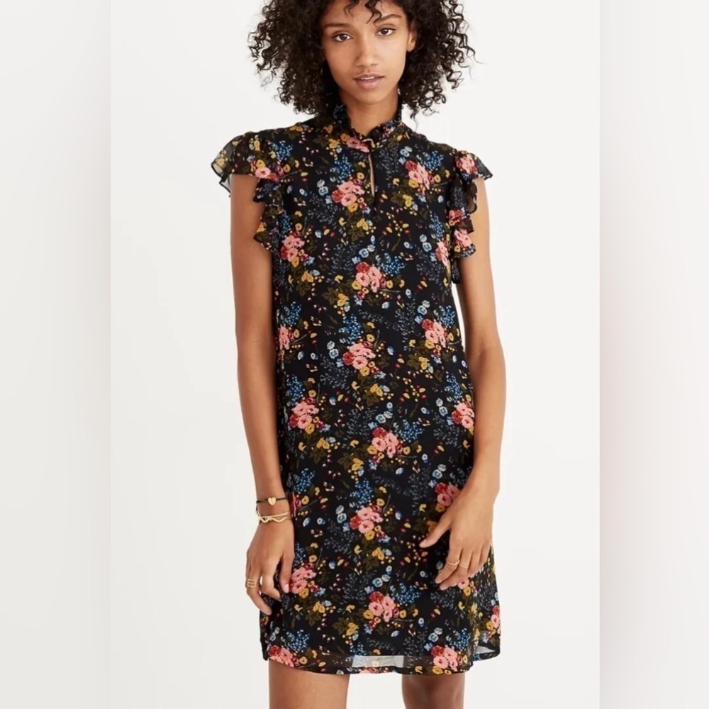 NEW Madewell x No. 6 Silk Beacon Dress in Garden Bouquet Ruffled Sleeveless Sz 0